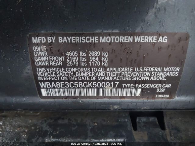 WBA8E3C58GK500917 BMW 3 Series 328i Xdrive