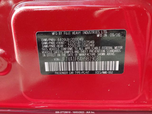 JF1VA1F64H9819031 Subaru Wrx Premium