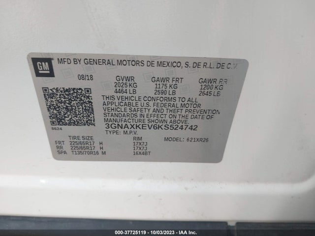 Chevrolet EQUINOX LT 2019 3GNAXKEV6KS524742 Image 9