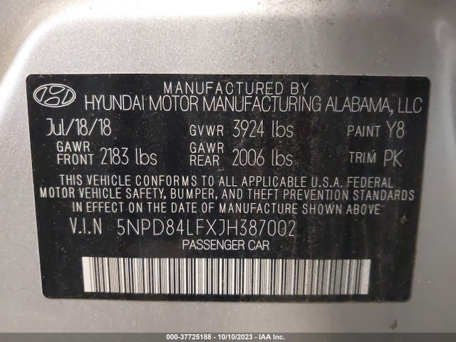 Hyundai Elantra Value Edition 2018 5NPD84LFXJH387002 Image 9