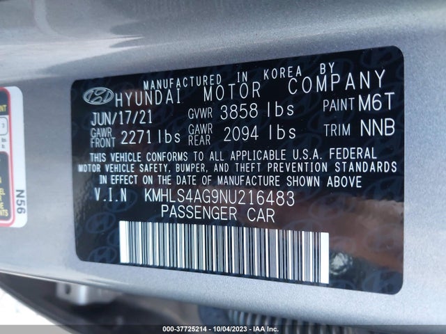 Hyundai ELANTRA SEL 2022 KMHLS4AG9NU216483 Image 9
