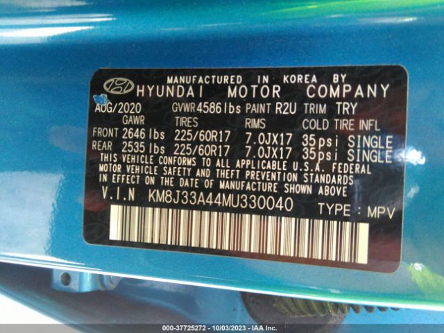 KM8J33A44MU330040 Hyundai Tucson Value