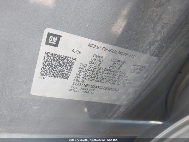 Chevrolet CRUZE LT 2018 1G1BE5SMXJ7248152 Image 9