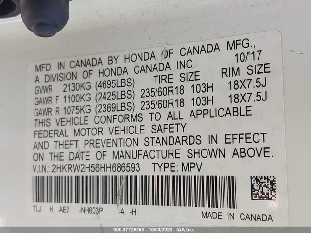Honda CR-V EX 2017 2HKRW2H56HH686593 Image 9