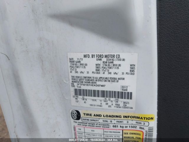 1FTFW1EFXEKD07487 Ford F-150 Xl/xlt/stx/fx4/lariat