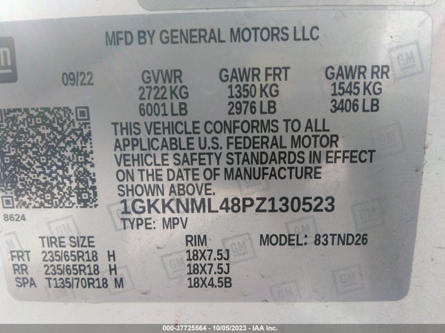 GMC ACADIA SLT 2023 1GKKNML48PZ130523 Image 9