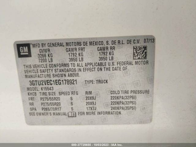 3GTU2VEC1EG178921 GMC Sierra 1500 Slt