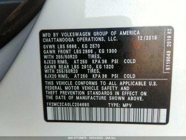 2020 VOLKSWAGEN ATLAS CROSS SPORT 1V2MC2CA0LC204680 Photo 8