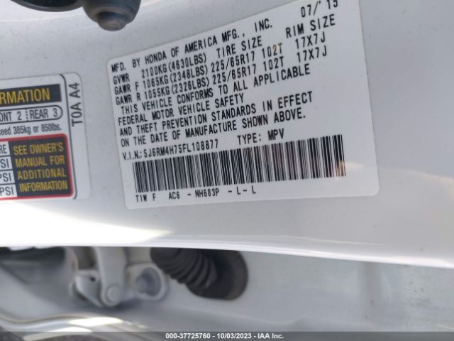 5J6RM4H75FL108877 Honda Cr-v Ex-l