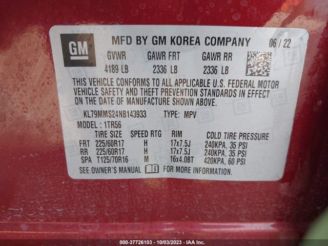 Chevrolet Trailblazer Ls 2022 KL79MMS24NB143933 Image 9