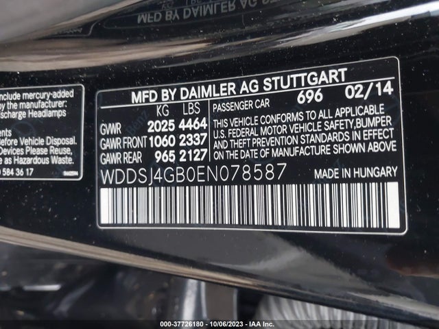 WDDSJ4GB0EN078587 Mercedes-Benz Cla-class Cla 250