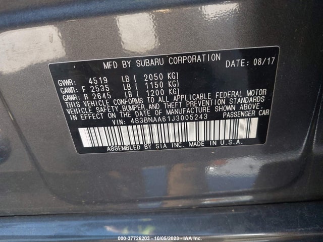 Subaru Legacy 2018 4S3BNAA61J3005243 Image 9