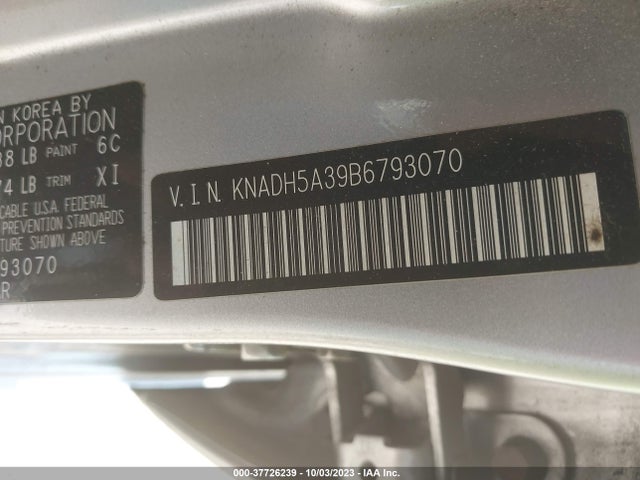2011 KIA RIO LX VIN: KNADH5A39B6793070