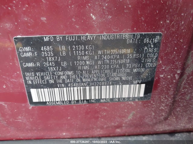 4S4BSANC3H3208374 Subaru Outback Limited