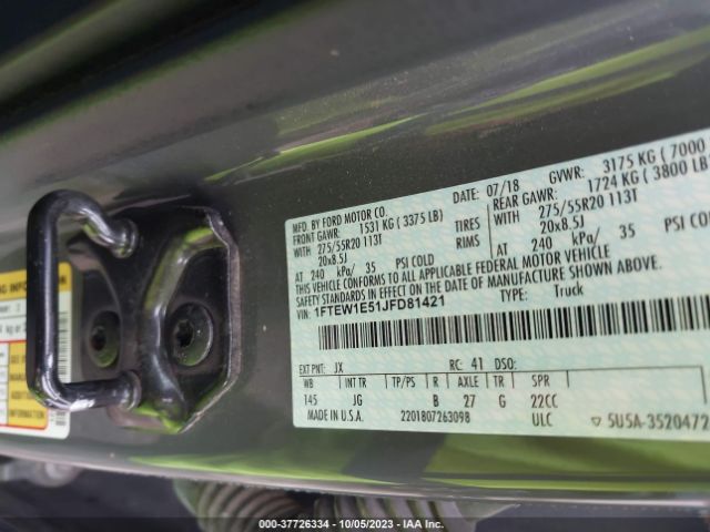 1FTEW1E51JFD81421 Ford F-150 Xl/xlt/lariat