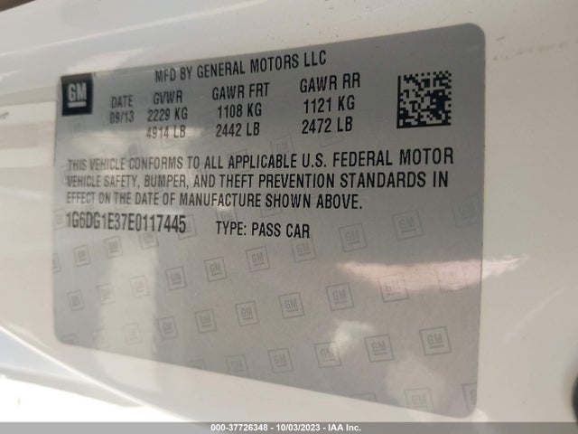 1G6DG1E37E0117445 Cadillac Cts Coupe Performance