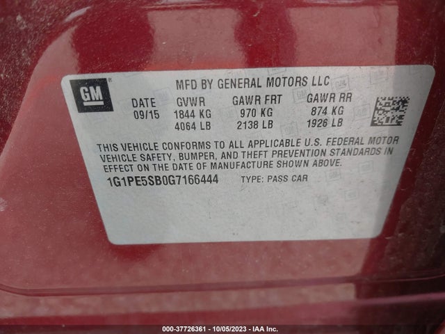 Chevrolet Cruze Limited Lt 2016 1G1PE5SB0G7166444 Image 9
