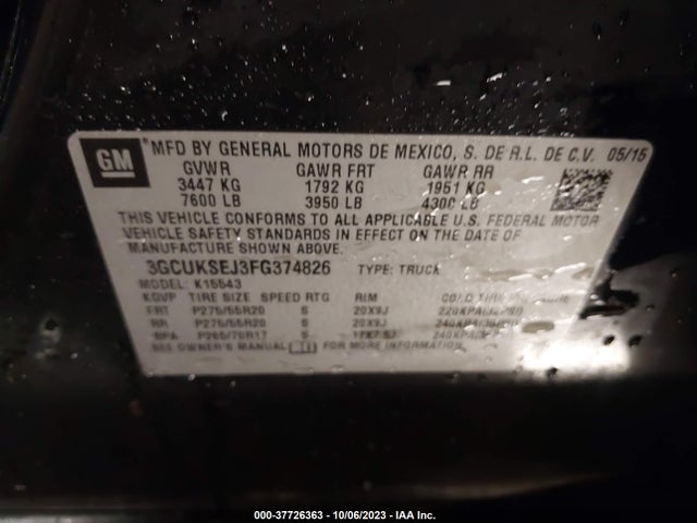 Chevrolet Silverado 1500 Ltz 2015 3GCUKSEJ3FG374826 Image 9