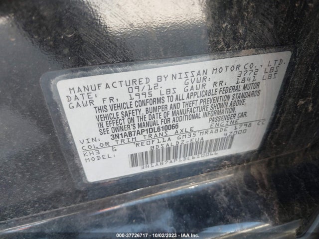 2013 NISSAN SENTRA SV VIN: 3N1AB7AP1DL610066