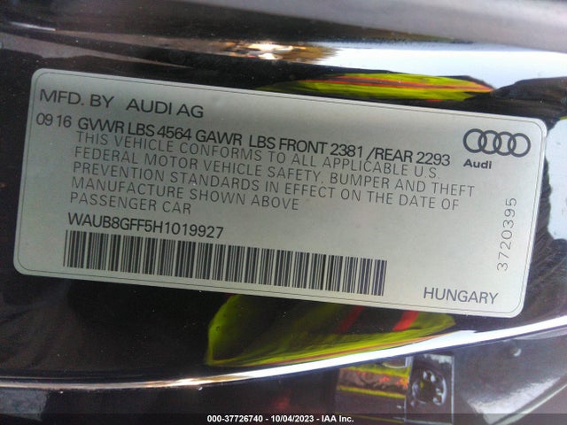 WAUB8GFF5H1019927 Audi A3 Sedan Premium