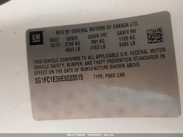 Chevrolet Camaro 2lt 2014 2G1FC1E36E9223515 Image 9
