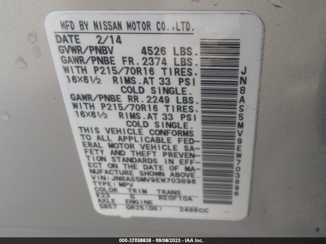 Nissan Rogue Select S 2014 JN8AS5MV9EW703896 Image 9