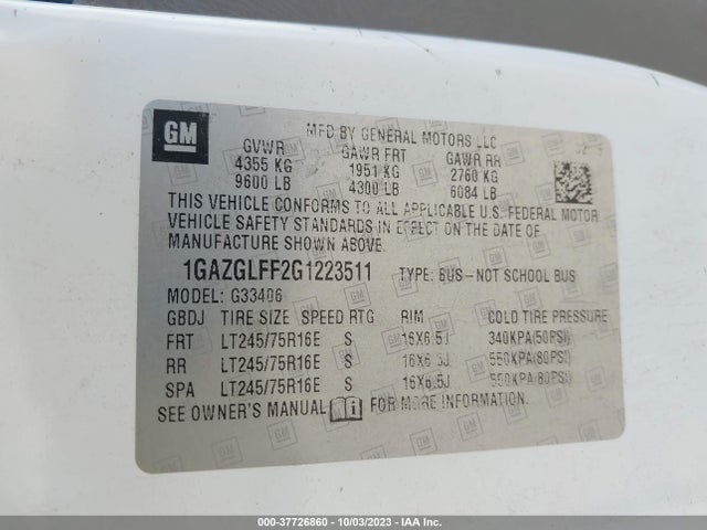 Chevrolet Express Passenger Ls 2016 1GAZGLFF2G1223511 Image 9