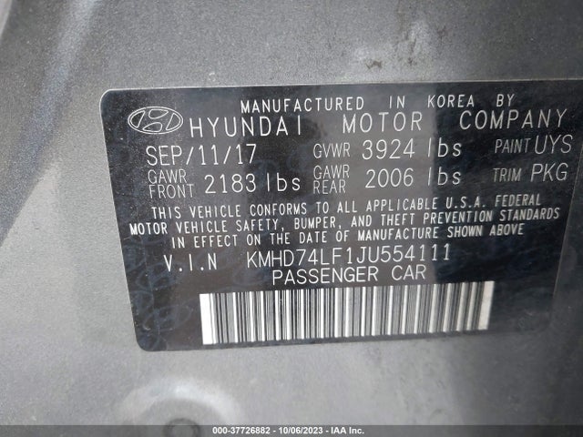 Hyundai ELANTRA SE 2018 KMHD74LF1JU554111 Image 9