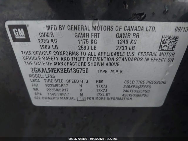 GMC Terrain Sle 2014 2GKALMEK8E6136750 Image 9