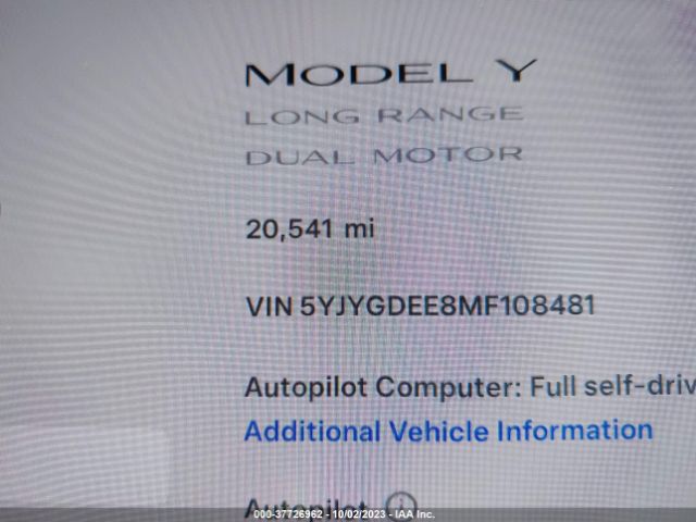5YJYGDEE8MF108481 Tesla Model Y Long Range