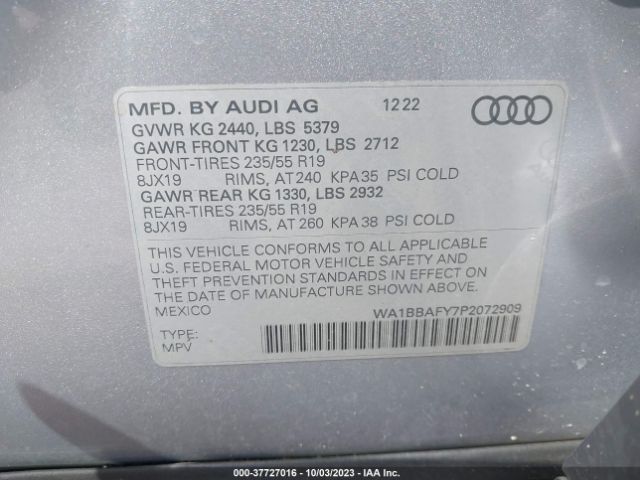 WA1BBAFY7P2072909 Audi Q5 Premium Plus