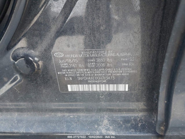 2016 HYUNDAI ELANTRA SE VIN: 5NPDH4AE0GH713473