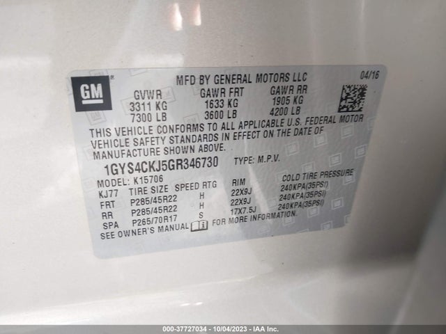 1GYS4CKJ5GR346730 Cadillac Escalade Premium Collection