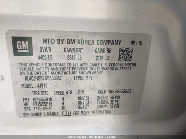 KL4CJHSB7GB533057 Buick Encore Premium