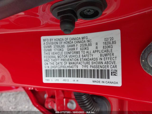 2HGFC2F60LH540779 Honda Civic Sedan Lx