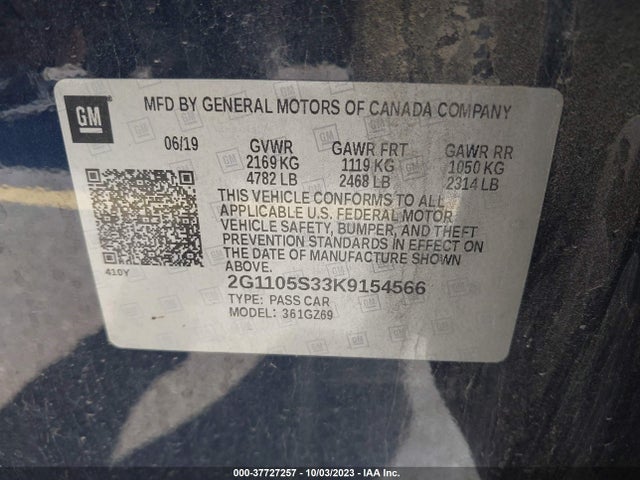 Chevrolet Impala Premier 2019 2G1105S33K9154566 Image 9