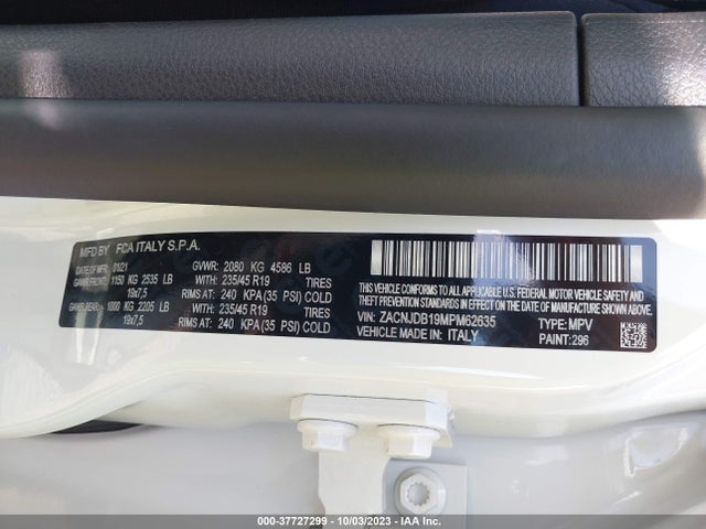 2021 JEEP RENEGADE 80TH ANNIVERSARY VIN: ZACNJDB19MPM62635