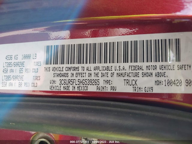 3C6UR5FL5HG539265 RAM 2500 Laramie