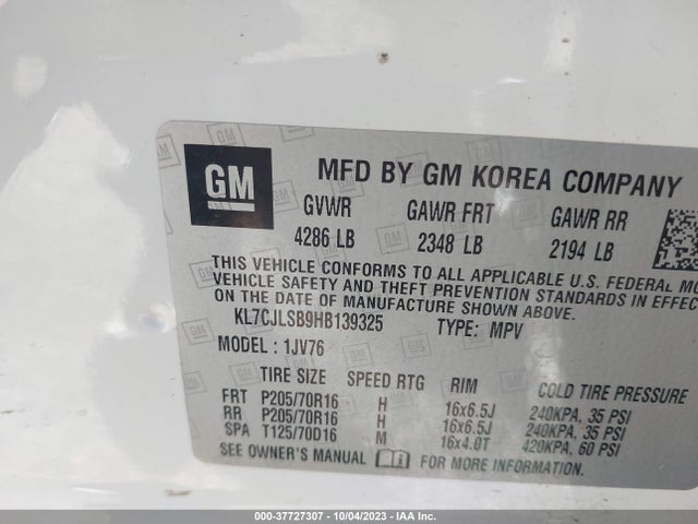 Chevrolet Trax Lt 2017 KL7CJLSB9HB139325 Image 9
