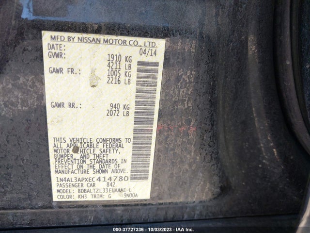 Nissan Altima 2.5 Sv 2014 1N4AL3APXEC414780 Image 9