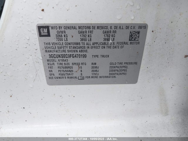 Chevrolet Silverado 1500 Ltz 2015 3GCUKSEC9FG470199 Image 9
