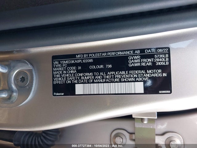 YSMED3KA0PL122095 Polestar 2 Long Range Dual Motor/long Range Dual Motor Plus