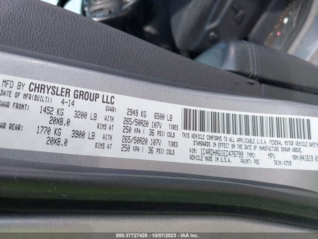Dodge Durango Sxt 2014 1C4RDHAG1EC476799 Image 9