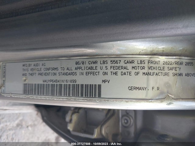 2001 AUDI ALLROAD VIN: WAUYP64B41N161899