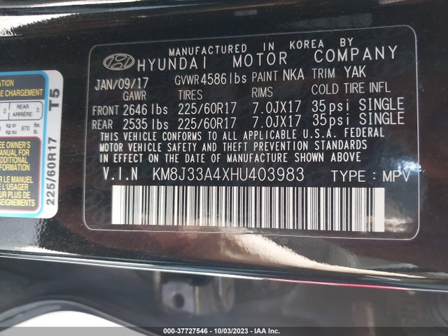 Hyundai Tucson Se Plus 2017 KM8J33A4XHU403983 Image 9