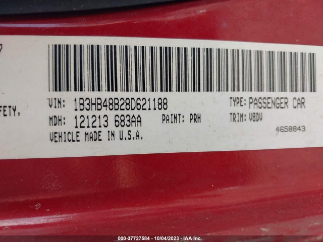 2008 DODGE CALIBER SXT VIN: 1B3HB48B28D621188