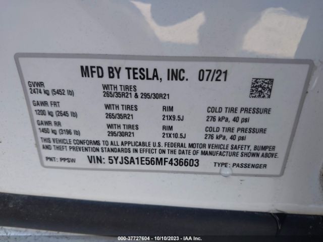 5YJSA1E56MF436603 Tesla Model S Long Range
