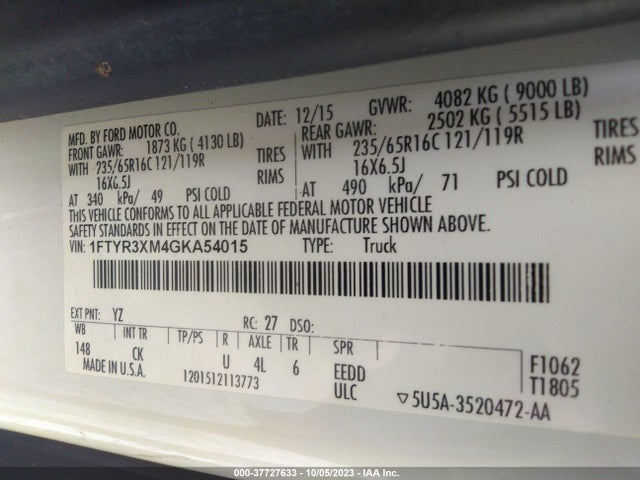 Ford Transit-250 2016 1FTYR3XM4GKA54015 Image 9