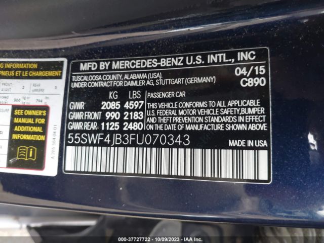 55SWF4JB3FU070343 Mercedes-Benz C-class C 300
