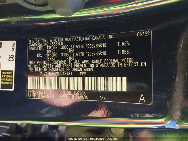 2T2AZMAA2NC248431 Lexus Rx Rx 350